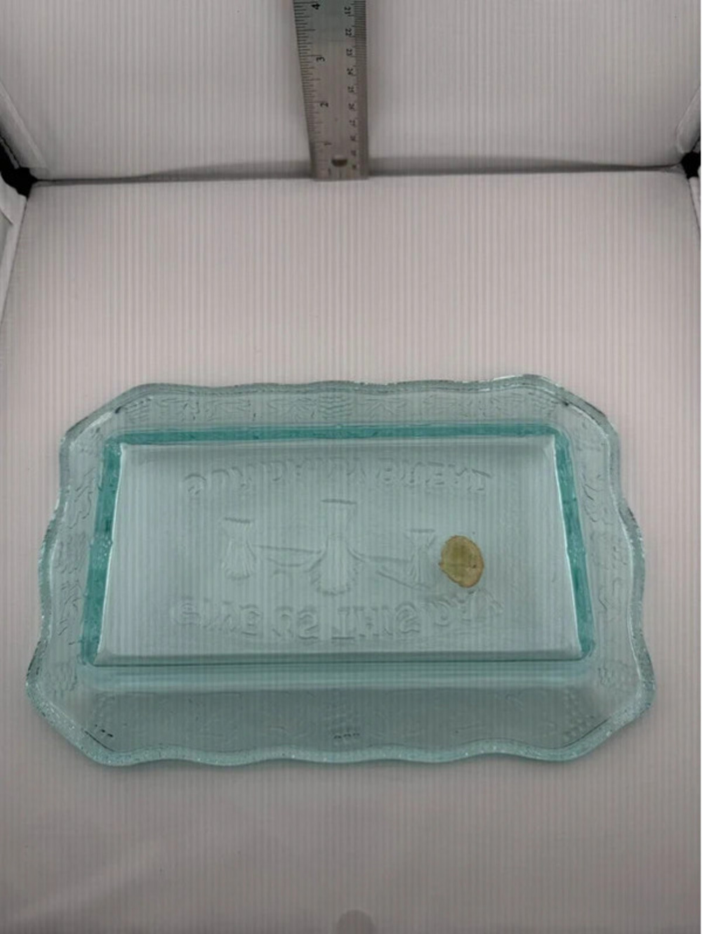 Vintage Tiara Exclusives Aqua Glass Daily Bread Tray UV Reactive